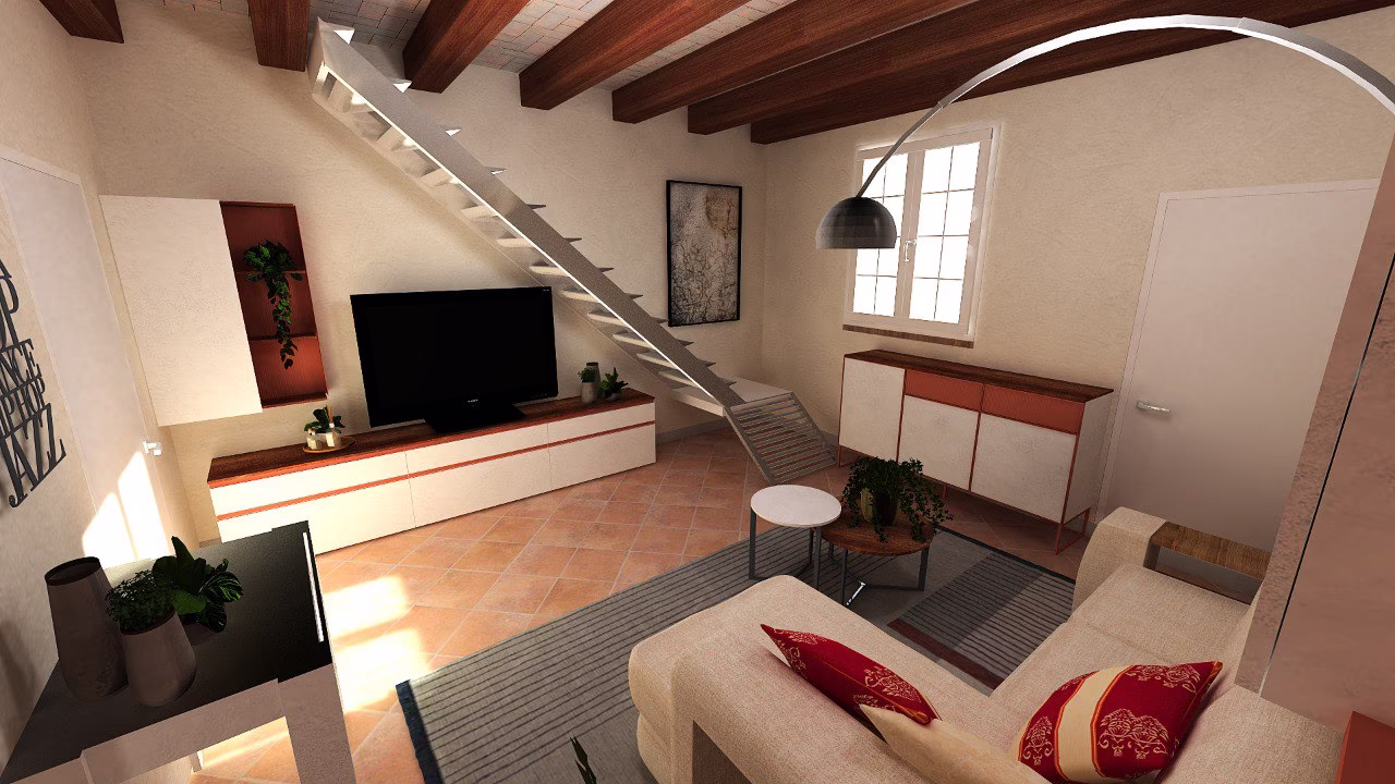 Esempio di progetto 3D di un soggiorno, Arredocasa Quarrata
